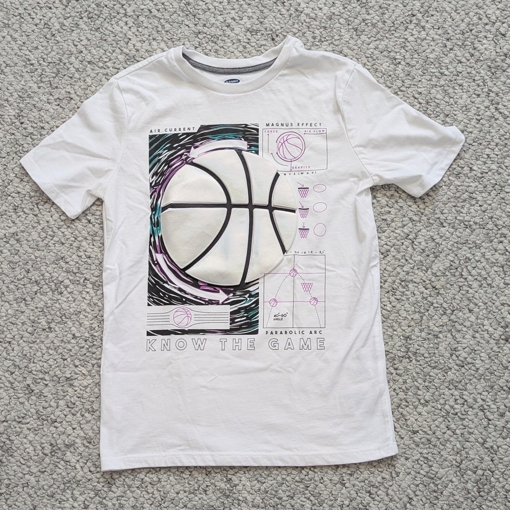 NWOT Old Navy Kids XL (14-16) Short-Sleeve 'Know The Game' Basketball T-Shirt